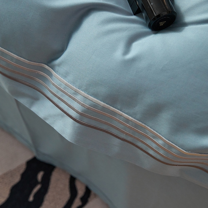 91家纺网 家纺一手货源 找家纺 安妮家居 2023新款全棉轻磨毛刺绣四件套-奥斯汀 蔚蓝