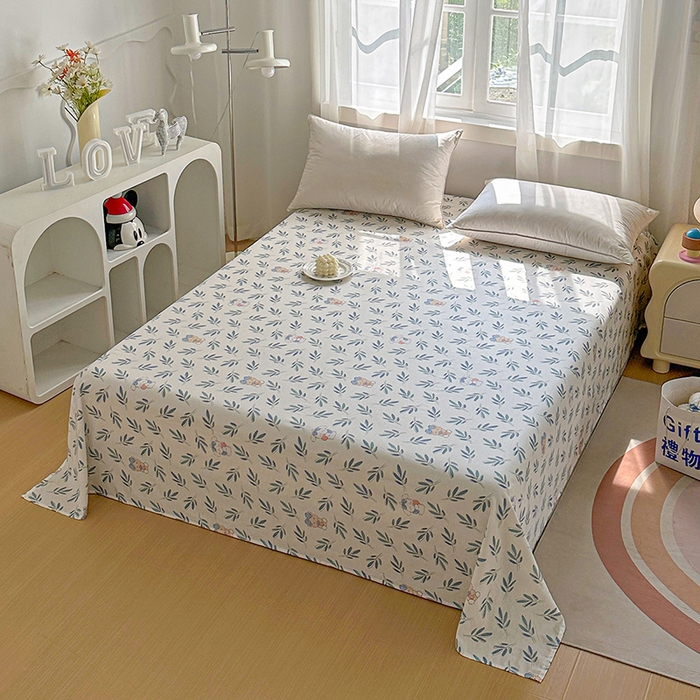 91家纺网 家纺一手货源 找家纺 元元被芯 2023新款全棉直角印花床单 花花熊