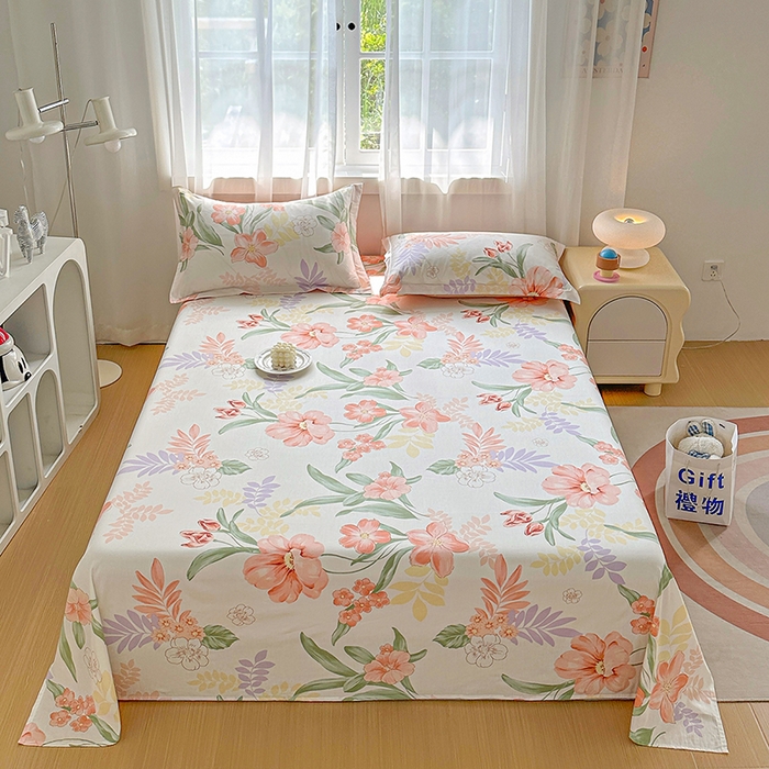 91家纺网 家纺一手货源 找家纺 元元被芯 2023新款全棉直角印花床单 半夏