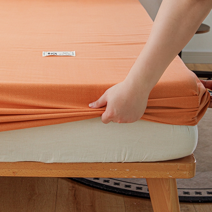 91家纺网 家纺一手货源 找家纺 宝时兰 2024新款A类加厚全棉床笠-纯色款 简纯-桔