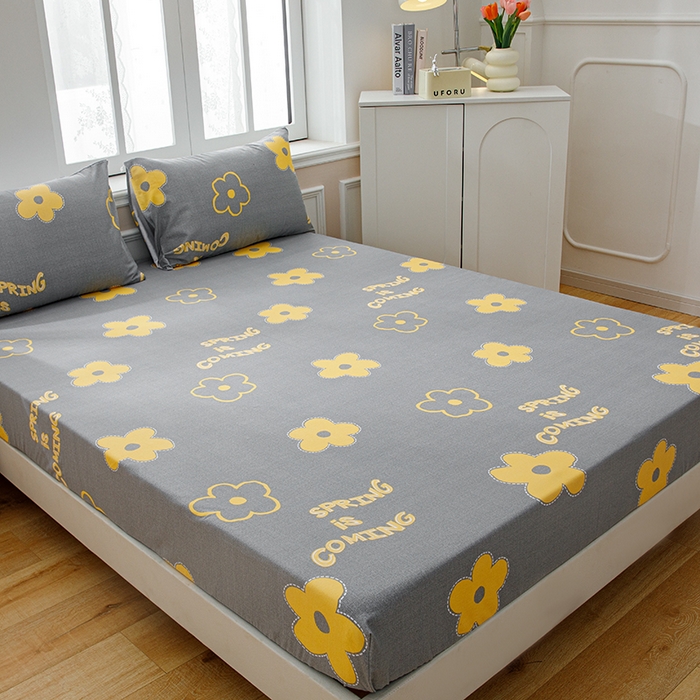 91家纺网 家纺一手货源 找家纺 宝时兰 2025新款A类加厚全棉床笠-印花款 花蜜灰