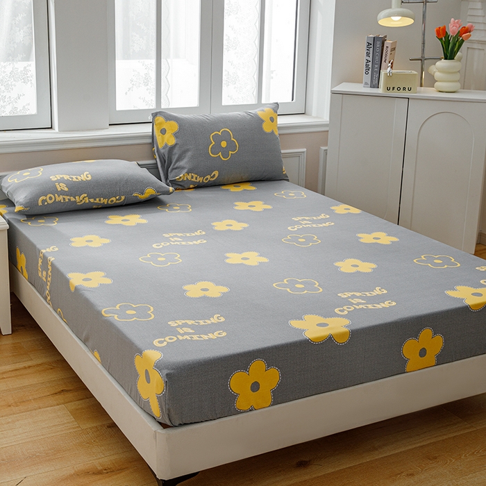 91家纺网 家纺一手货源 找家纺 宝时兰 2025新款A类加厚全棉床笠-印花款 花蜜灰