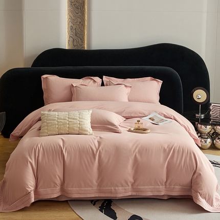 91家纺网 家纺一手货源 找家纺 安妮家居 2023新款全棉轻磨毛刺绣四件套-奥斯汀 胭脂粉