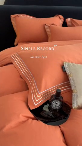 91家纺网 家纺一手货源 找家纺 安妮家居 2023新款全棉轻磨毛刺绣四件套-奥斯汀 爱玛橙