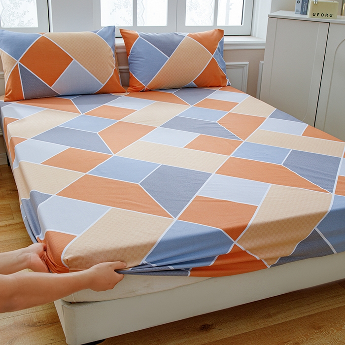 91家纺网 家纺一手货源 找家纺 宝时兰 2025新款A类加厚全棉床笠-印花款 时光桔