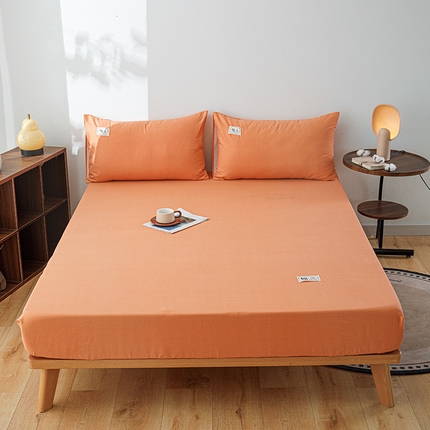 宝时兰 2024新款A类加厚全棉床笠-纯色款 简纯-桔