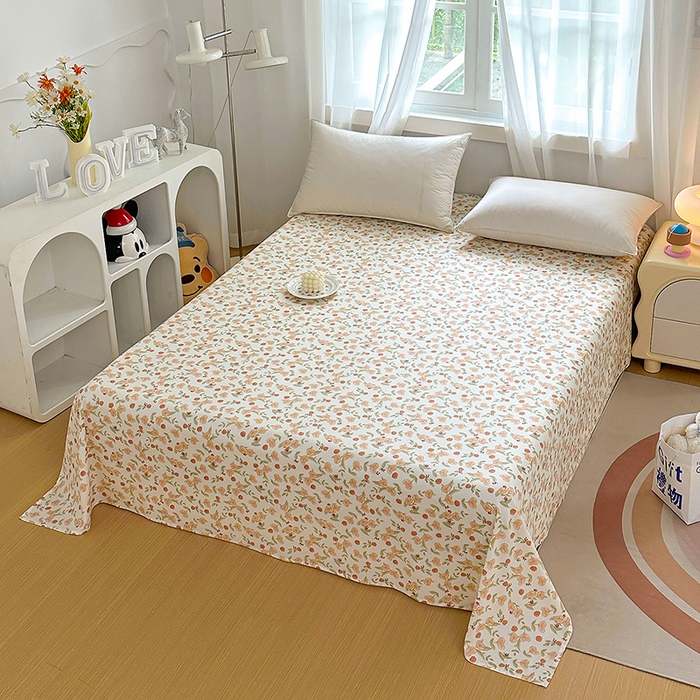 91家纺网 家纺一手货源 找家纺 元元被芯 2023新款全棉直角印花床单 花千朵