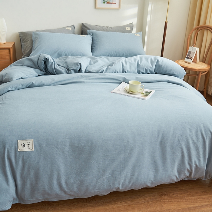 91家纺网 家纺一手货源 找家纺 21度C 2024新款全棉色织水洗被套 洛卡蓝