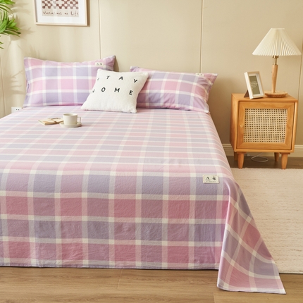 21度C 2024新款全棉色织水洗床单 凝夜粉