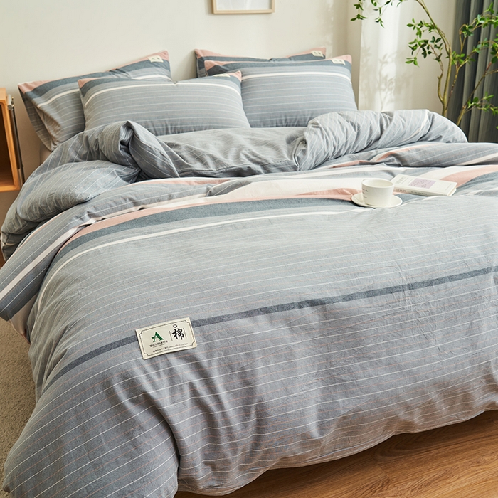 91家纺网 家纺一手货源 找家纺 21度C 2024新款全棉色织水洗被套 流年灰