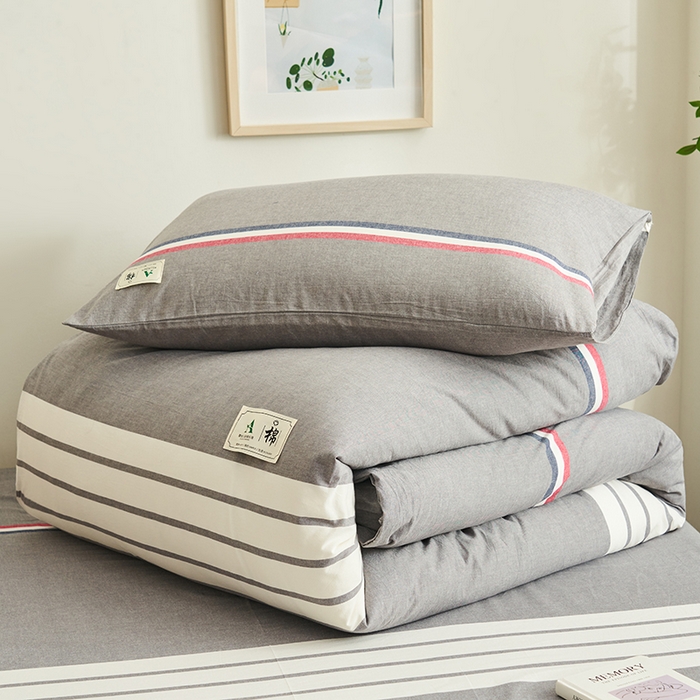 91家纺网 家纺一手货源 找家纺 21度C 2024新款全棉色织水洗被套 光阴灰