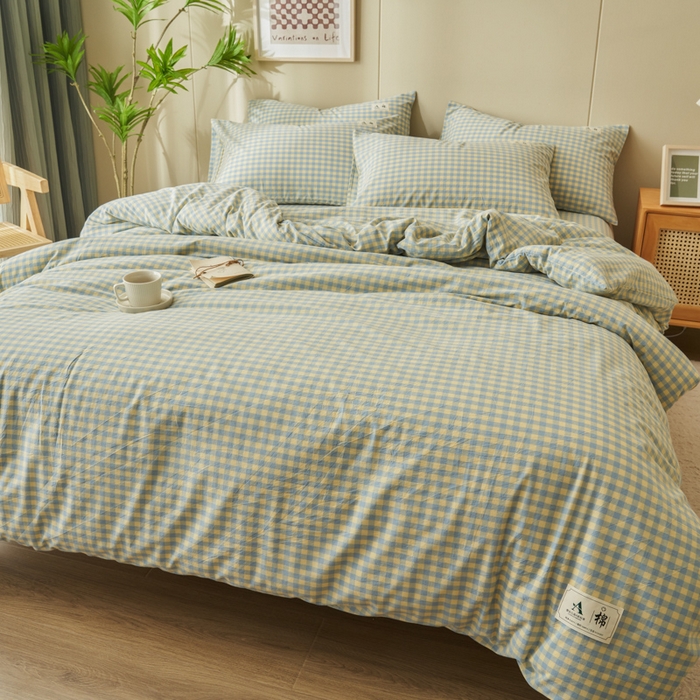 91家纺网 家纺一手货源 找家纺 21度C 2024新款全棉色织水洗被套 琉璃格