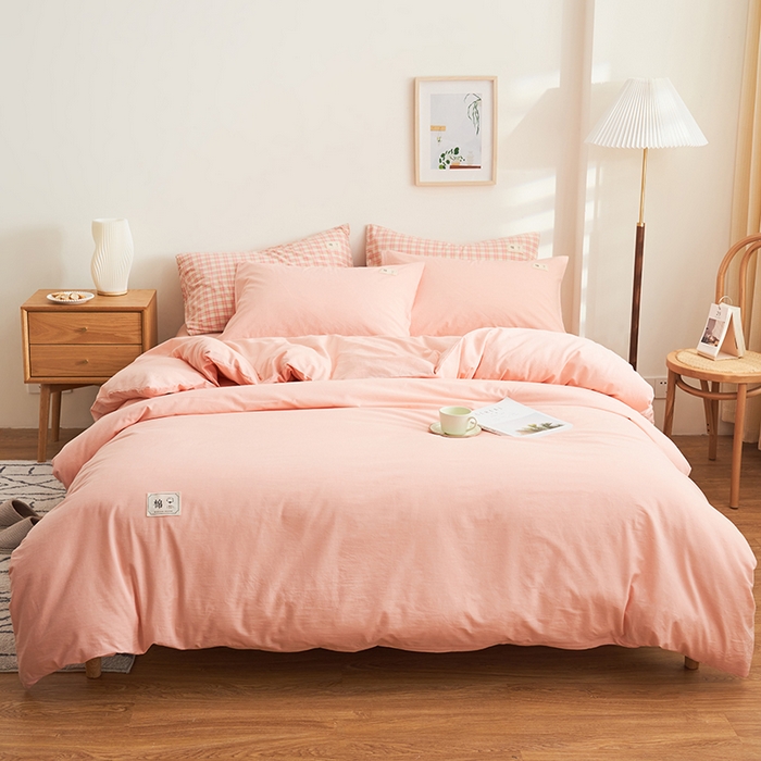 91家纺网 家纺一手货源 找家纺 21度C 2024新款全棉色织水洗被套 洛卡粉