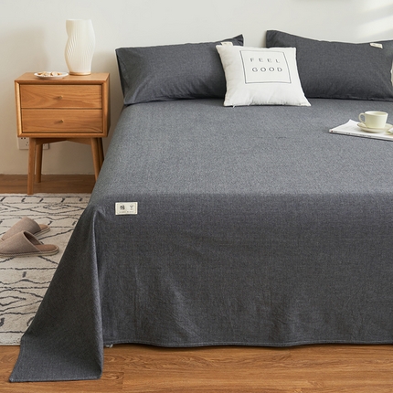 21度C 2024新款全棉色织水洗床单 落卡深灰