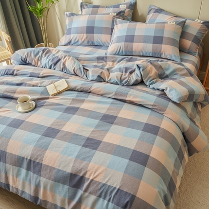 21度C 2024新款全棉色织水洗被套 青蓝格