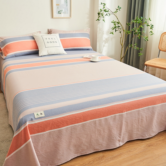 91家纺网 家纺一手货源 找家纺 21度C 2024新款全棉色织水洗床单 莱卡条