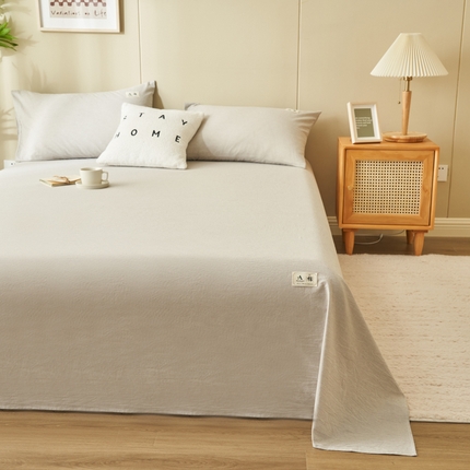 21度C 2024新款全棉色织水洗床单 密条灰