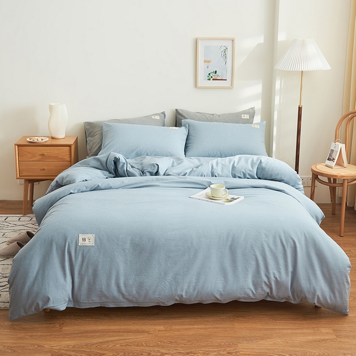 91家纺网 家纺一手货源 找家纺 21度C 2024新款全棉色织水洗被套 洛卡蓝