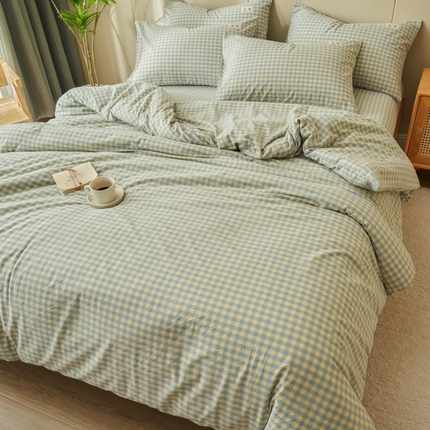 21度C 2024新款全棉色织水洗被套 琉璃格