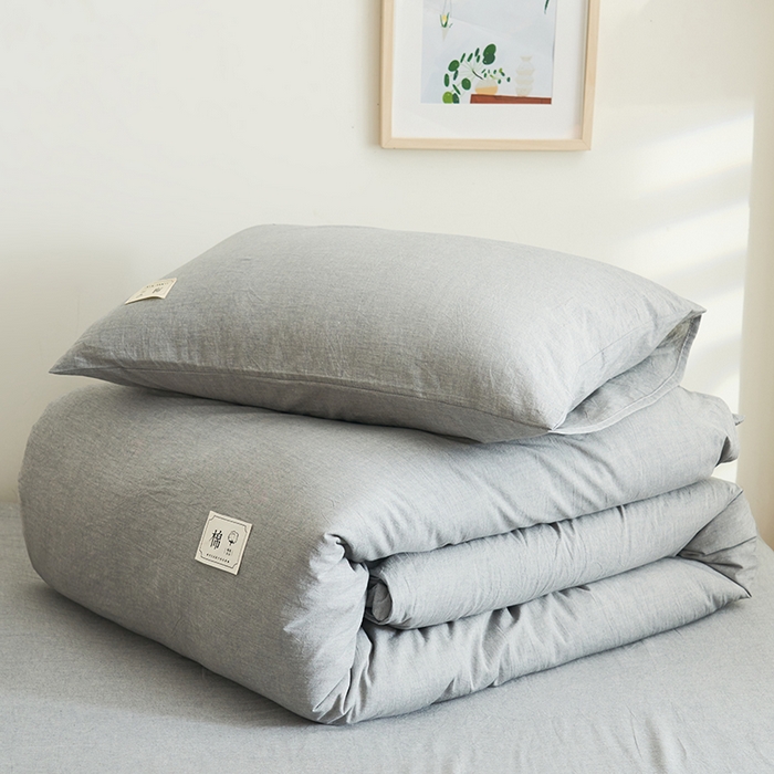 91家纺网 家纺一手货源 找家纺 21度C 2024新款全棉色织水洗被套 洛卡浅灰