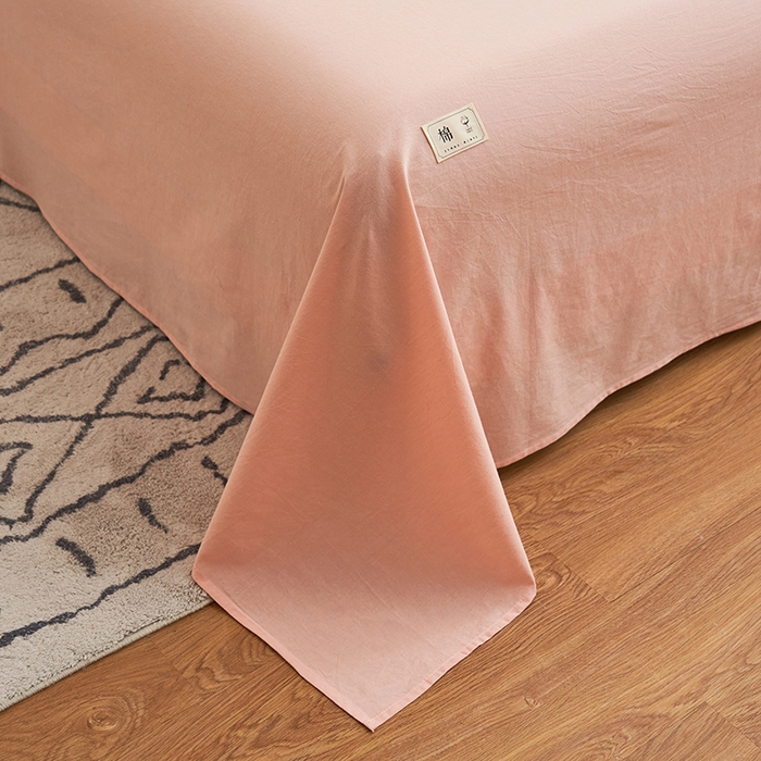 91家纺网 家纺一手货源 找家纺 21度C 2024新款全棉色织水洗床单 落卡-粉
