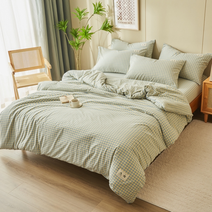 91家纺网 家纺一手货源 找家纺 21度C 2024新款全棉色织水洗被套 琉璃格