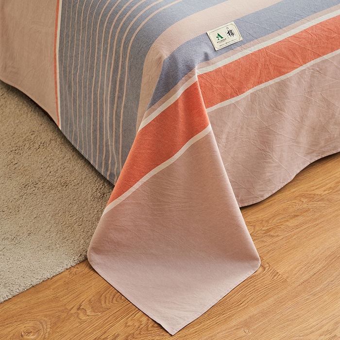 91家纺网 家纺一手货源 找家纺 21度C 2024新款全棉色织水洗床单 莱卡条