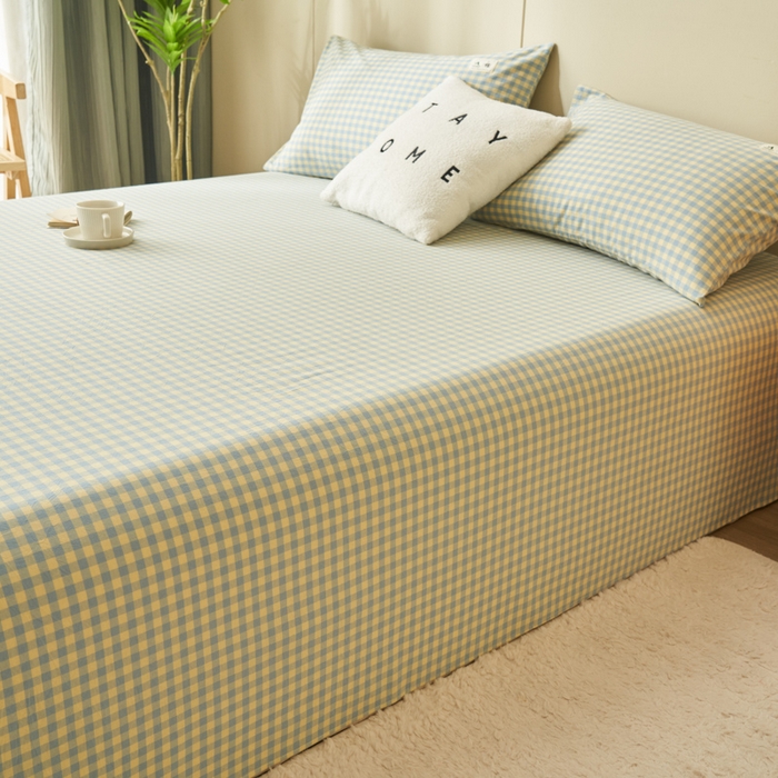 91家纺网 家纺一手货源 找家纺 21度C 2024新款全棉色织水洗床单 琉璃格