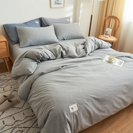 21度C 2024新款全棉色织水洗被套 洛卡浅灰