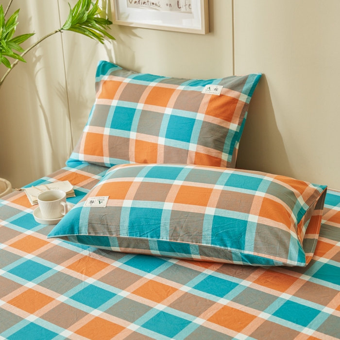 91家纺网 家纺一手货源 找家纺 21度C 2024新款全棉色织水洗被套 卡布蓝