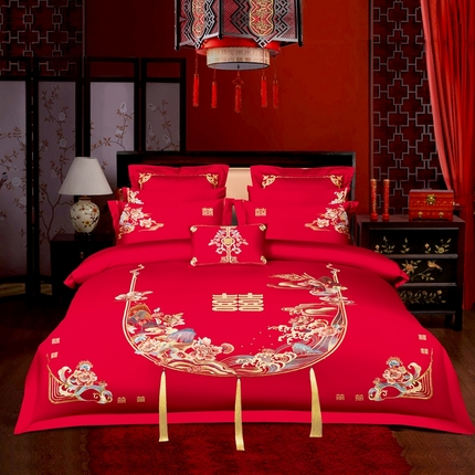 91家纺网 家纺一手货源 找家纺 皇潮婚庆馆 新款80s婚庆四件套 约定今生