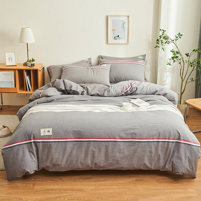 91家纺网 家纺一手货源 找家纺 21度C 2024新款全棉色织水洗被套 光阴灰