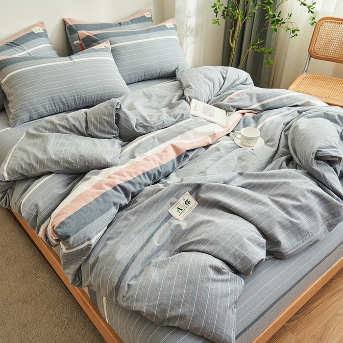 91家纺网 家纺一手货源 找家纺 21度C 2024新款全棉色织水洗被套 流年灰