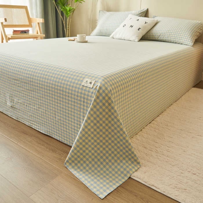 91家纺网 家纺一手货源 找家纺 21度C 2024新款全棉色织水洗床单 琉璃格