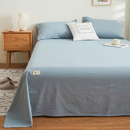 21度C 2024新款全棉色织水洗床单 落卡-蓝
