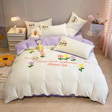 91家纺网 家纺一手货源 找家纺 （总）懒猫家纺 2024新款牛奶绒毛巾绣四件套