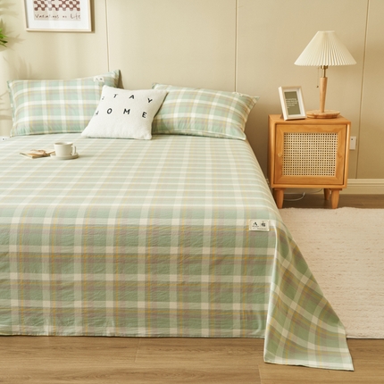 21度C 2024新款全棉色织水洗床单 雅格绿