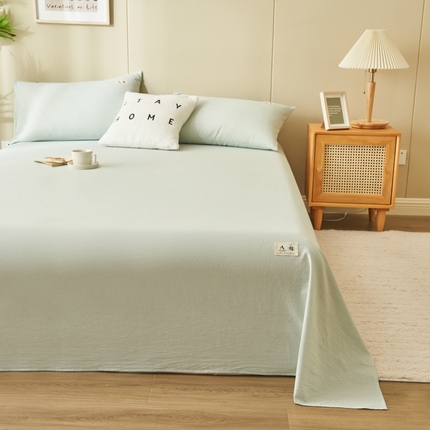 21度C 2024新款全棉色织水洗床单 密条绿