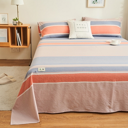 21度C 2024新款全棉色织水洗床单 莱卡条