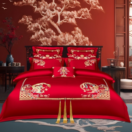 91家纺网 家纺一手货源 找家纺 皇潮婚庆馆 新款80s婚庆四件套 乘龙驭凤