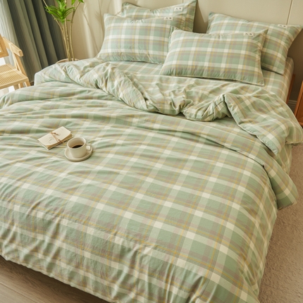 21度C 2024新款全棉色织水洗被套 雅格绿