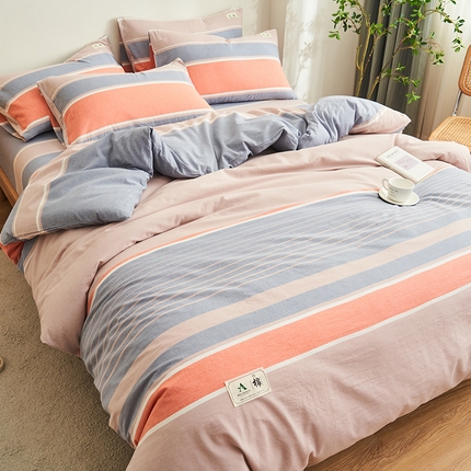 21度C 2024新款全棉色织水洗被套 莱卡条