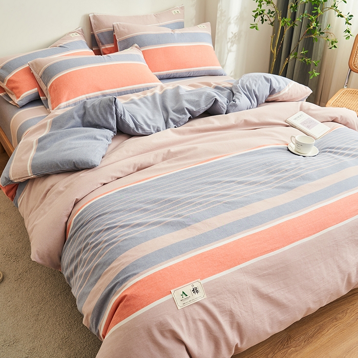 91家纺网 家纺一手货源 找家纺 21度C 2024新款全棉色织水洗被套 莱卡条