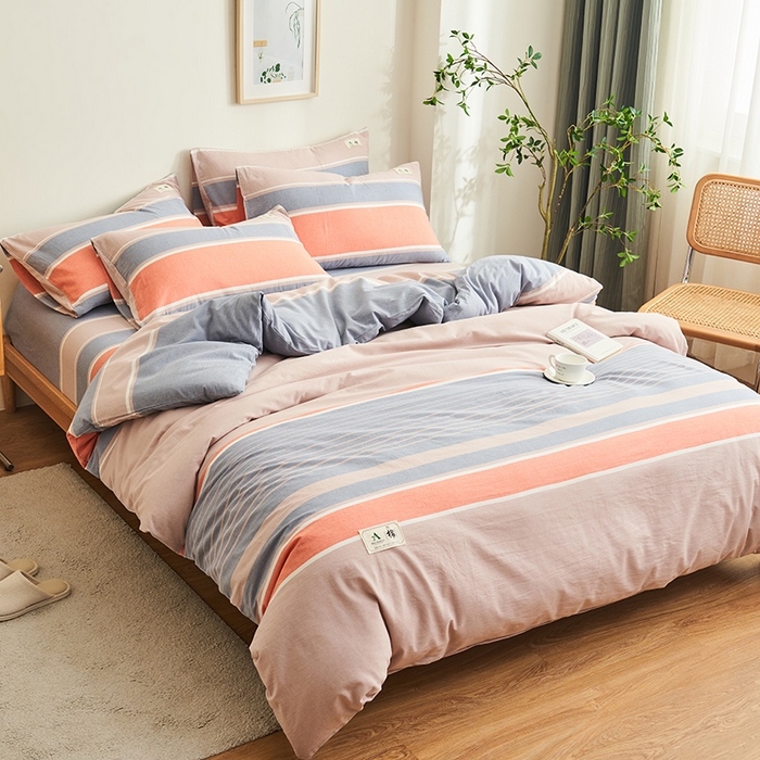 91家纺网 家纺一手货源 找家纺 21度C 2024新款全棉色织水洗被套 莱卡条