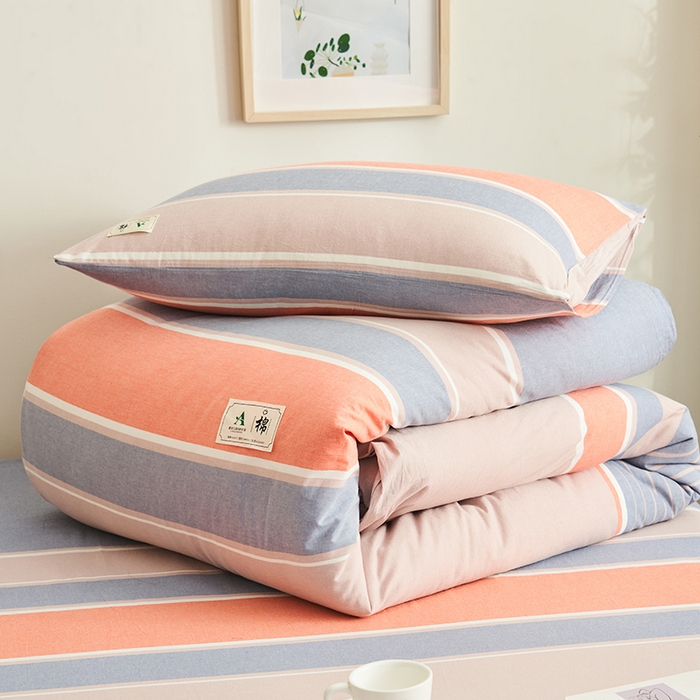 91家纺网 家纺一手货源 找家纺 21度C 2024新款全棉色织水洗被套 莱卡条