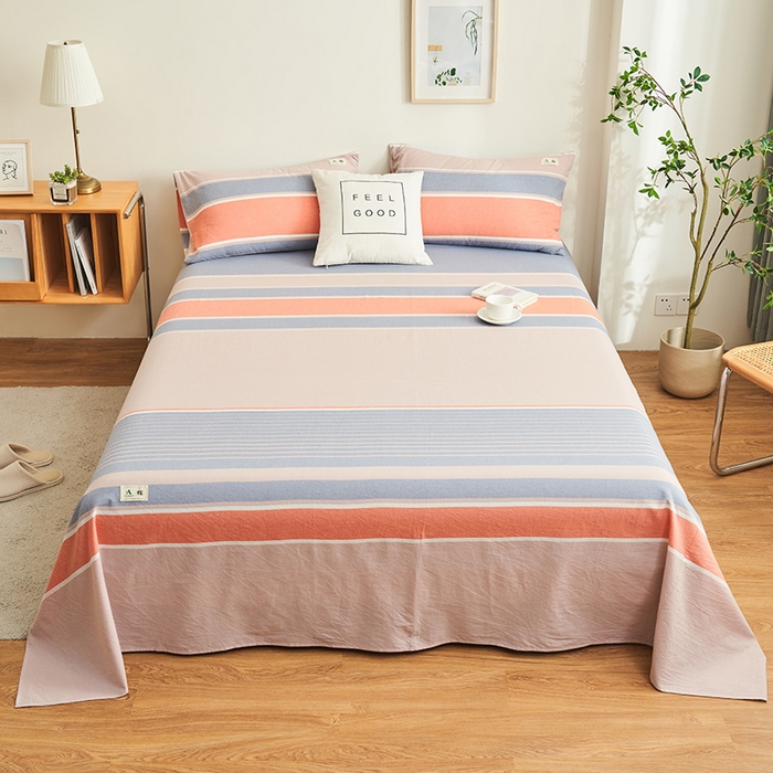 91家纺网 家纺一手货源 找家纺 21度C 2024新款全棉色织水洗床单 莱卡条