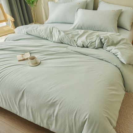21度C 2024新款全棉色织水洗被套 密条绿