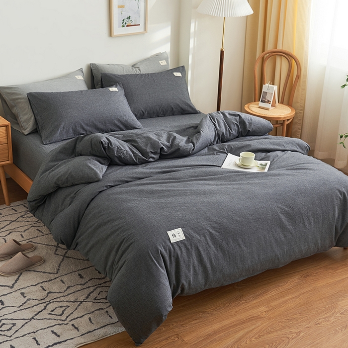 91家纺网 家纺一手货源 找家纺 21度C 2024新款全棉色织水洗被套 洛卡-深灰