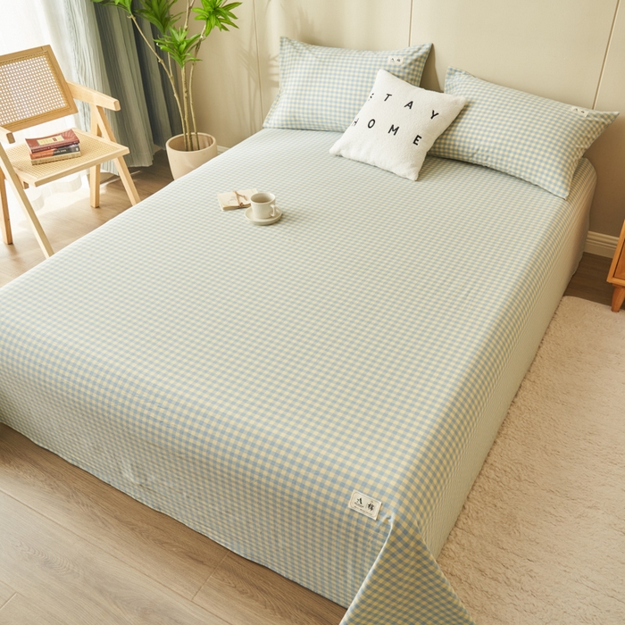 91家纺网 家纺一手货源 找家纺 21度C 2024新款全棉色织水洗床单 琉璃格