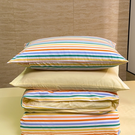 91家纺网 家纺一手货源 找家纺 （总）洋铭区（原狠狠爱） 2023新款全棉水洗棉多巴胺条纹四件套